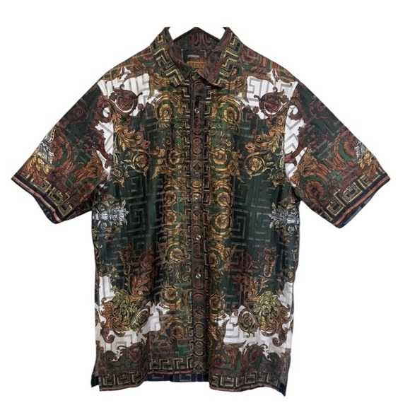 Prestige Edge Other - Prestige Original Baroque Print Greek Key Short Sleeve Shirt Rayon Mens Large